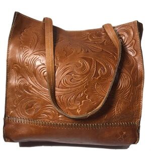 Patricia Nash leather tan embossed tote bag.